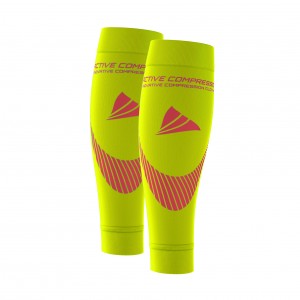 PERFORMANCE CALF SLEEVES – extra strong - gelb/pink