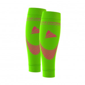 PERFORMANCE CALF SLEEVES – extra strong - grün/pink