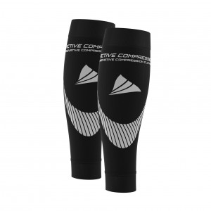 PERFORMANCE CALF SLEEVES – extra strong - schwarz/silber