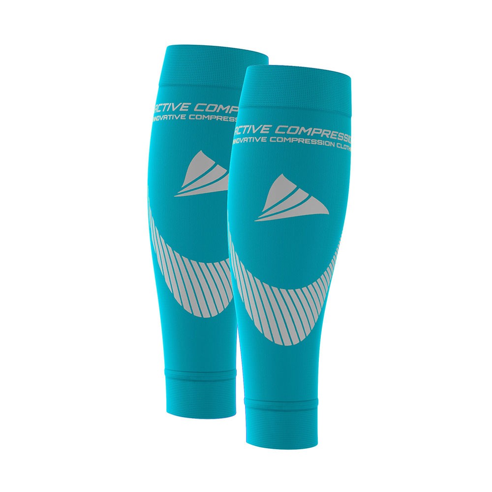 PERFORMANCE CALF SLEEVES – extra strong - türkis/silber