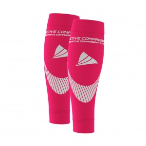 PERFORMANCE CALF SLEEVES – extra strong - pink/silber