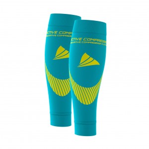PERFORMANCE CALF SLEEVES – extra strong - türkis/gelb